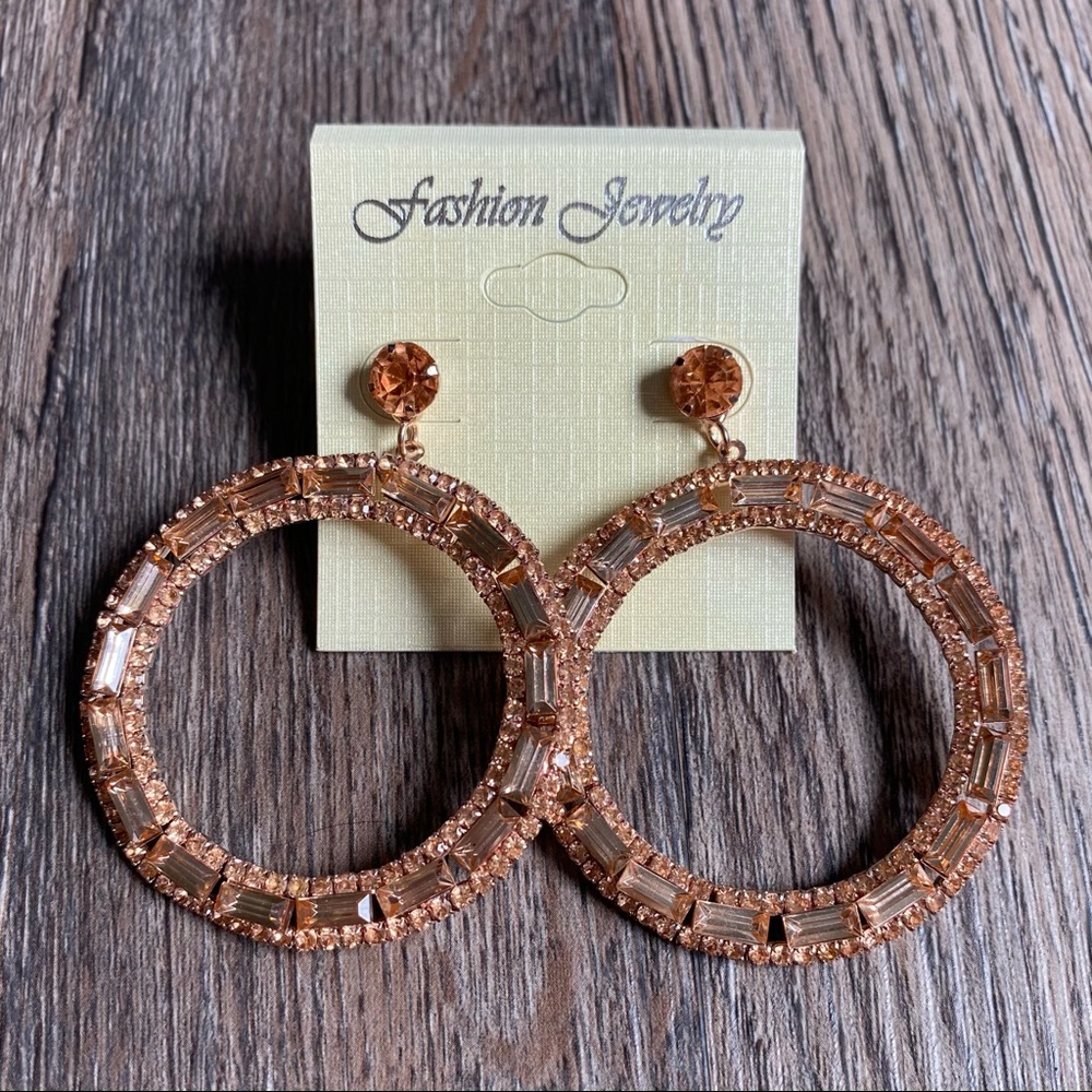 Rose Gold - Stud Hooped Costume Earrings